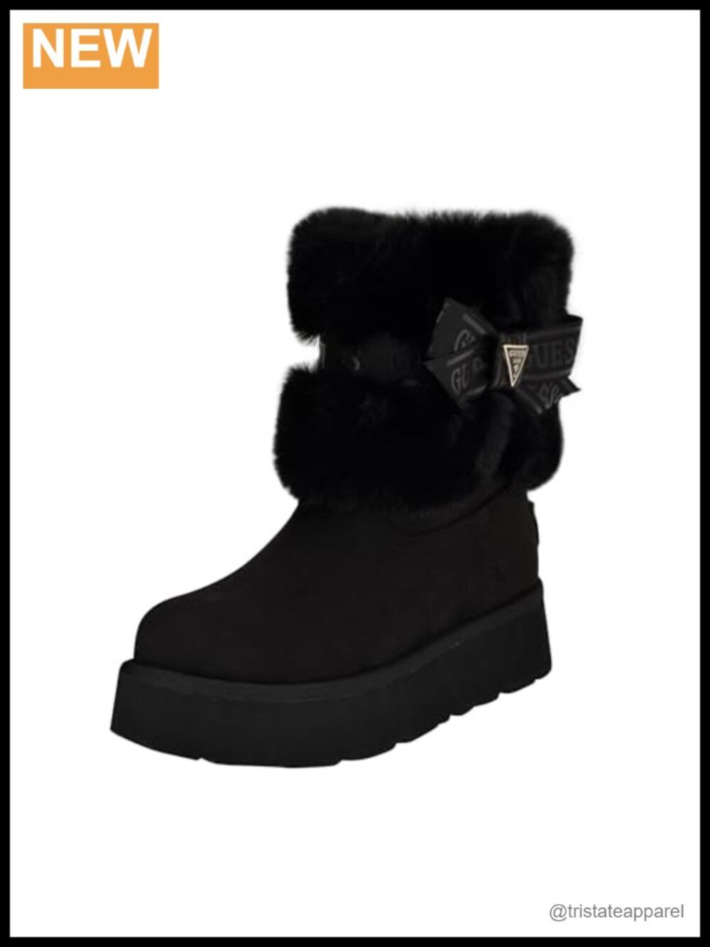 GUESS Women's Denla Faux Suede Ankle Boots with Faux Fur Trim Pull-On
